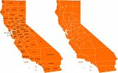 stock photo of map  - Orange California County Map vector with names - JPG 