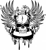 foto of skull  - Vector image skull with wings and patterns - JPG 