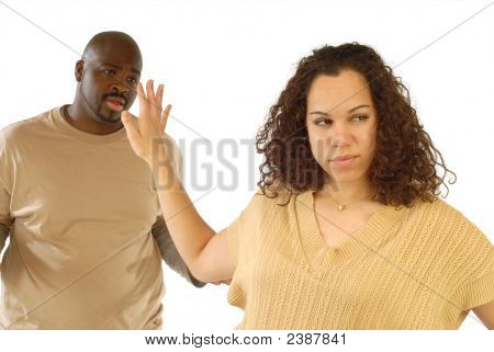 Picture or Photo of Young woman fed up with the nonsense coming out of her boyfriend