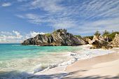 stock photo of bermuda  - Beautiful pink sand on a secluded beach on the south shore of Bermuda - JPG 