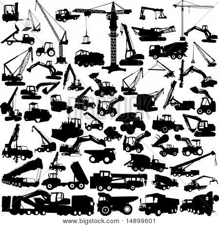 Picture or Photo of Construction vehicles - vector collection isolated on white