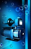 picture of pressure  - Digital illustration of pressure pump in colour background - JPG 