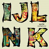 picture of art  - art set of sketching stylization alphabet in vector - JPG 