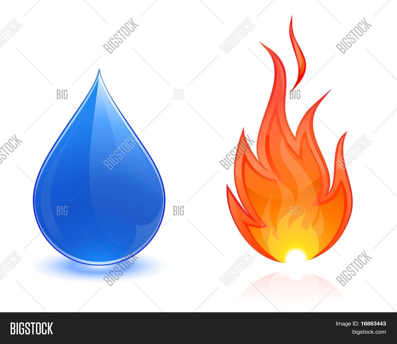 Water drop and fire Stock Vector & Stock Photos Bigstock