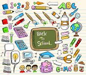 foto of education  - Back to School Doodle Education Vector Illustration Set - JPG 
