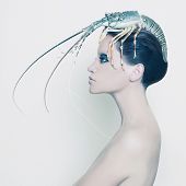 pic of surreal  - Surreal portrait of young lady with lobster on her head - JPG 