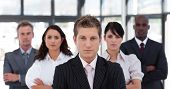 stock photo of business people  - Business team colleagues standing in a row - JPG 