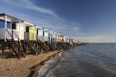 foto of hut  - Beach Huts along the sea front at Thorpe Bay near Southend-on-Sea Essex England
** Note: Slight graininess, best at smaller sizes - JPG 
