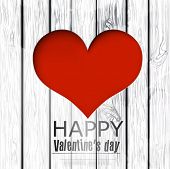 image of hole  - Vector hole in heart shape on wooden texture - JPG 