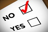 picture of tickbox  - Yes No tickbox with red NO tick - JPG 