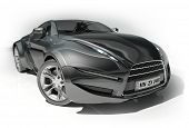 image of sports  - Black sports car isolated on white background - JPG 