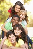pic of group  - Group Of Teenagers Piled Up In Park - JPG 