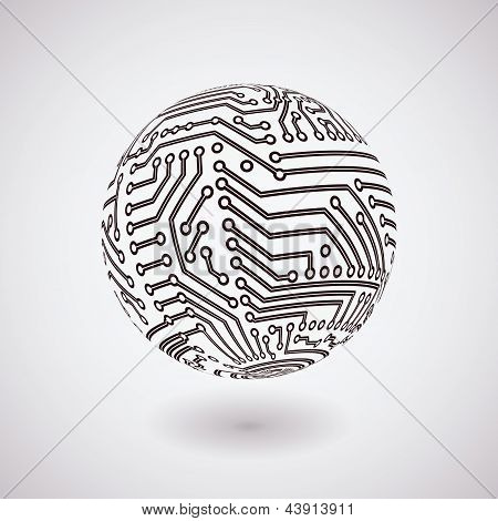 Picture or Photo of Vector simple circuit board  globe background for logo or icon