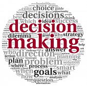 pic of dilemma  - Decision making concept in tag cloud on white background - JPG 