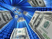 stock photo of money  - Electronic remittance through the Internet
3d rendered illustration - JPG 