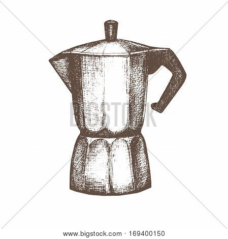 Vintage Kitchen Utensils Illustration vector illustration with sketch geyser coffee maker. sketch of Vintage Kitchen Utensils Illustration vector illustration with sketch geyser coffee maker. sketch of
