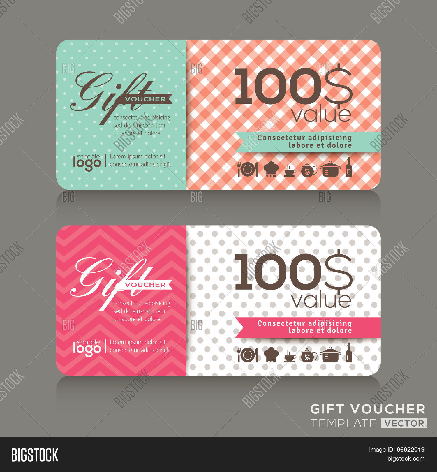 cute gift voucher certificate coupon design template