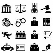 stock photo of black  - Legal law and justice icon set in black - JPG 