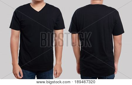 Black T-shirt Mock Front Back View Image & Photo | Bigstock