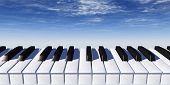 stock photo of blue sky  - piano keyboard and blue sky  - JPG 