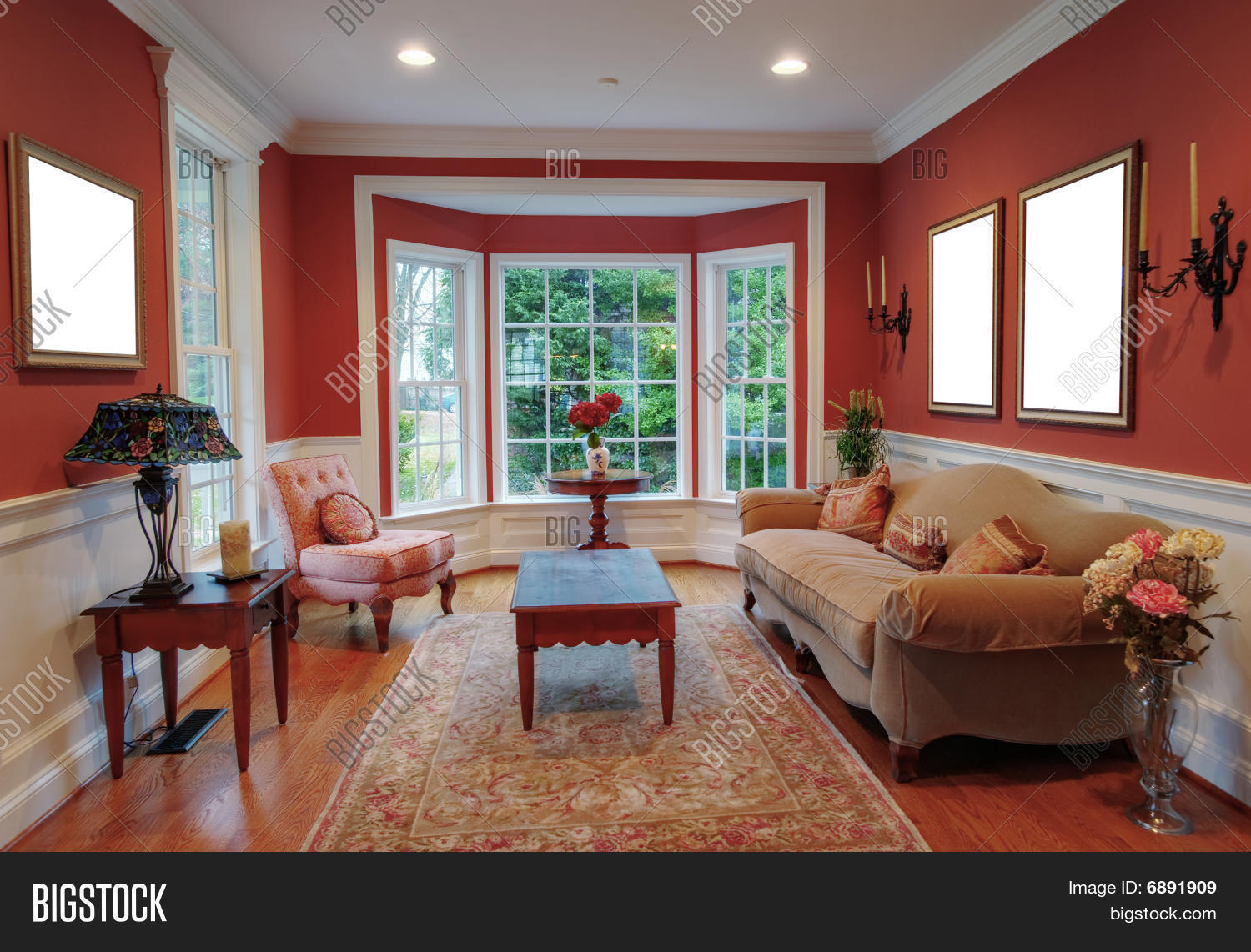 Living Room Interior With Bay Window Stock Photo Stock Images