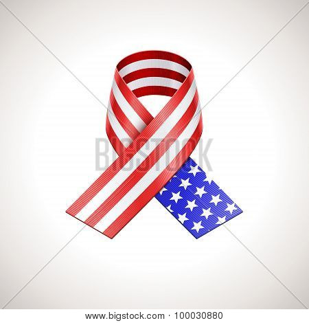 USA Flag Ribbon. Vector American Patriotic Sign