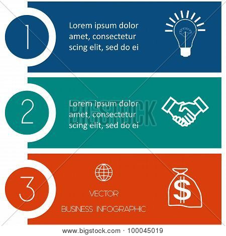 Infographic Template From Colourful Strips Three Positions