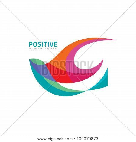 Positive - vector logo abstract illustration. Abstract bird vector logo. Vector logo template.