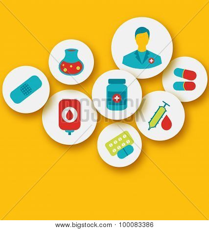 Set colorful medical icons for web design