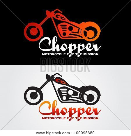 Orange white black Chopper motorcycle logo vector design
