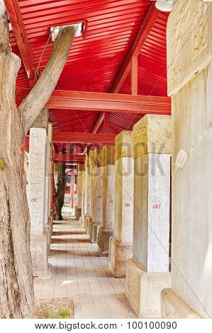 Stone Tablet Inside The Confucius Temple At Beijing-the Second Largest Confucian Temple In China.