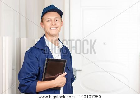 Positive standing near the door