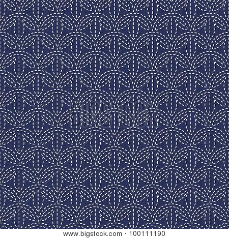 Antique japanese fancywork. Sashiko. Seamless pattern.