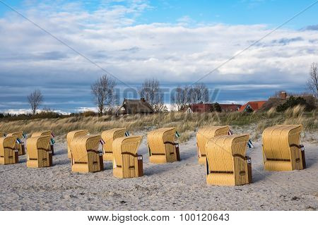 Beach Chairs On The Baltic Sea Coast