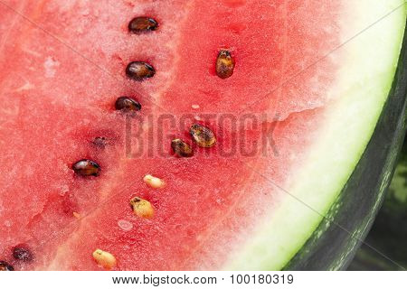Half A Fresh Red Watermelon Close Up
