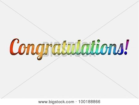 Vector congratulations celebration card with colour letters