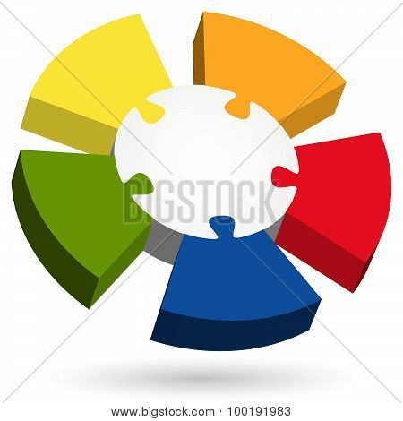 3D Puzzle Info Graphic With Center Part