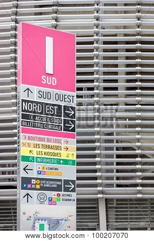 Pierre Mauroy football stadium information sign