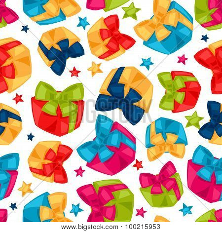 Celebration festive seamless pattern with gift boxes
