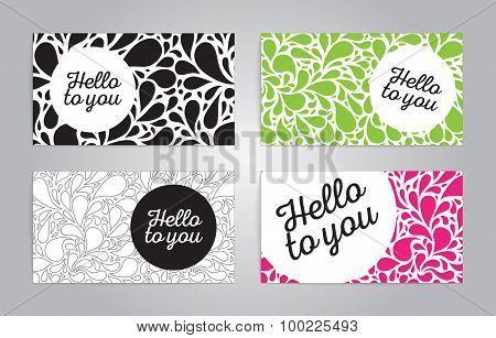 Name cards or banners with bubbles on background.
