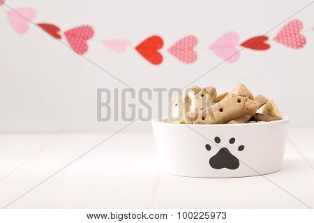 Dog Treats On A White Bowl