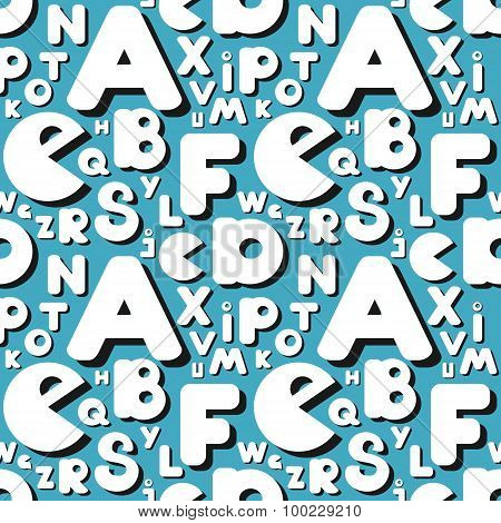 seamless alphabet pattern on blue background