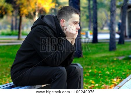 Sad Young Man Outdoor