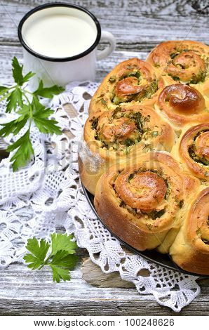 Yeast Cake With Cheese And Herb.
