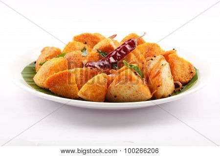 Spicy chili idly on white background.
