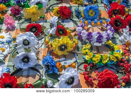 artificial flowers made of fabric texture background