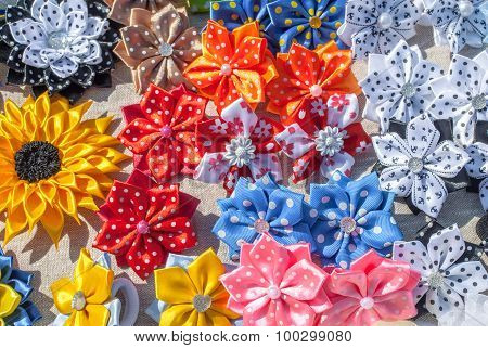 artificial flowers made of fabric background