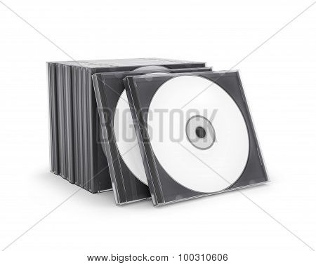 Cd Box With Disc On White Background