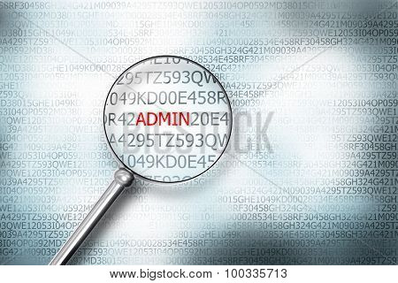 Reading The Word Admin On Computer Screen With A Magnifying Glass