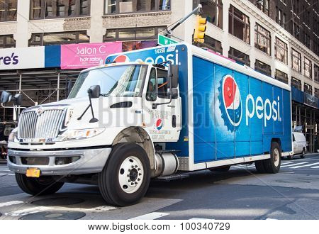 NEW YORK CITY, USA - SEPTEMBER, 2014: Pepsi truck in New York City